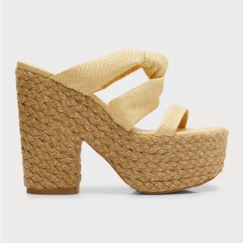 Stuart Weitzman Natural Woven Platform Sandal